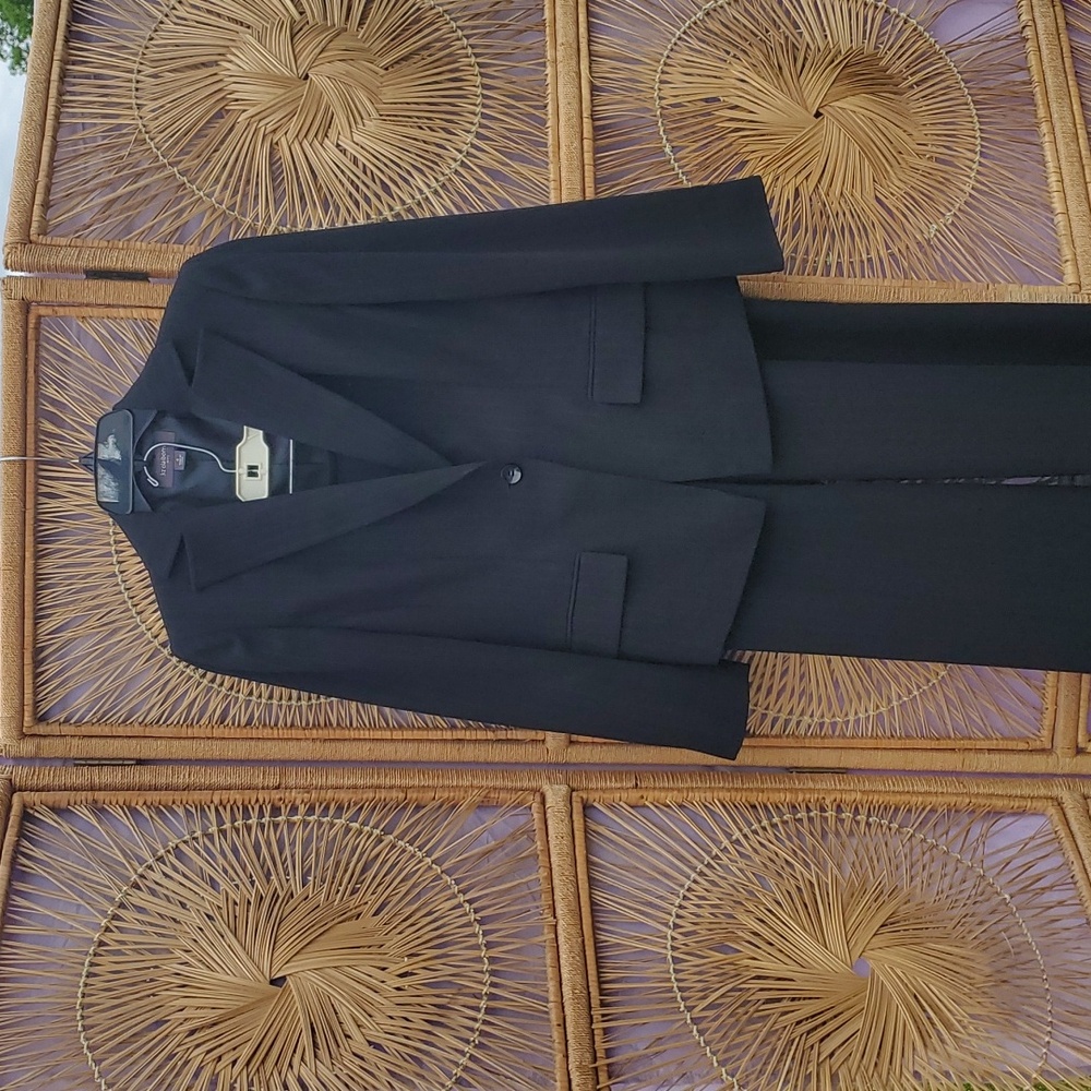 Liz Claiborne Size 4 Ladies Black w/Blue Pinstripe wide leg pantsuit